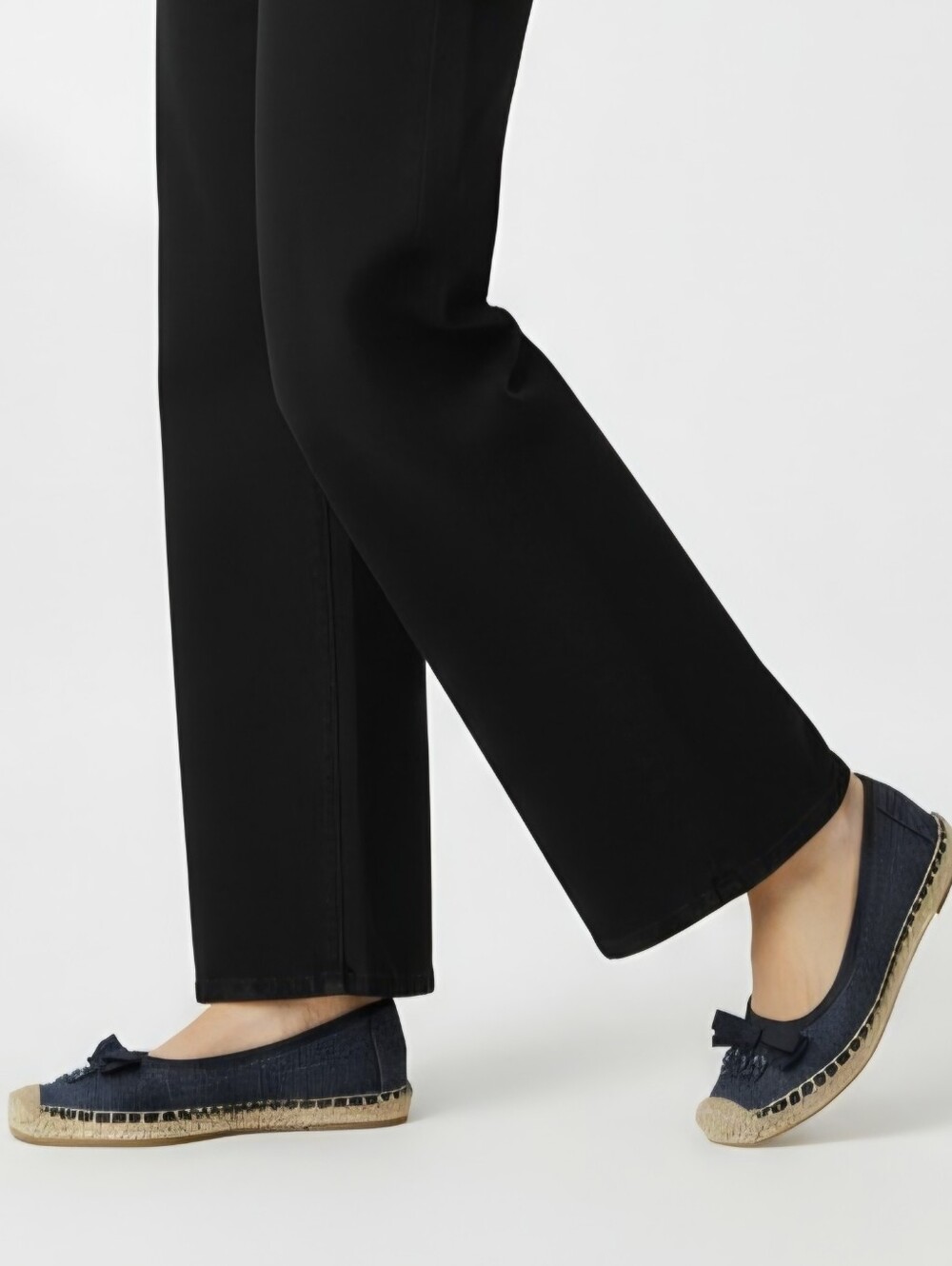 Simply Vera Vera Wang Denim Espadrille Ballet Flats Beaded Bow Navy Blue Slip On
